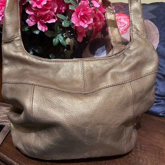 🆕 Tignanello Bronze Leather Shoulder Bag With wallet - Picture 4 of 11